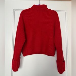 Mango Red Ribbed Turtleneck Sweater